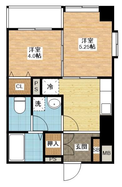 サムティ丸山公園(2K/4階)の間取り写真