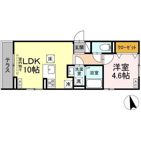 D BLESS横濱赤門通(1LDK/1階)の間取り写真
