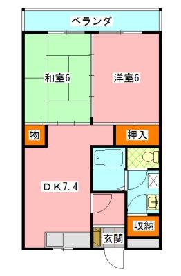 サンブリッジ(2DK/3階)の間取り写真