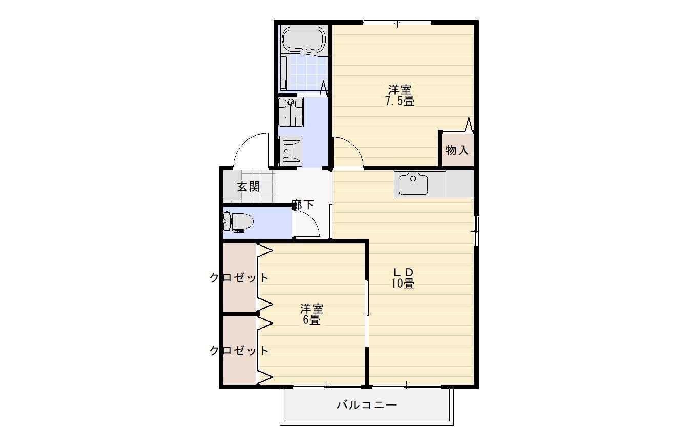 セジュールおみやま(2LDK/2階)の間取り写真