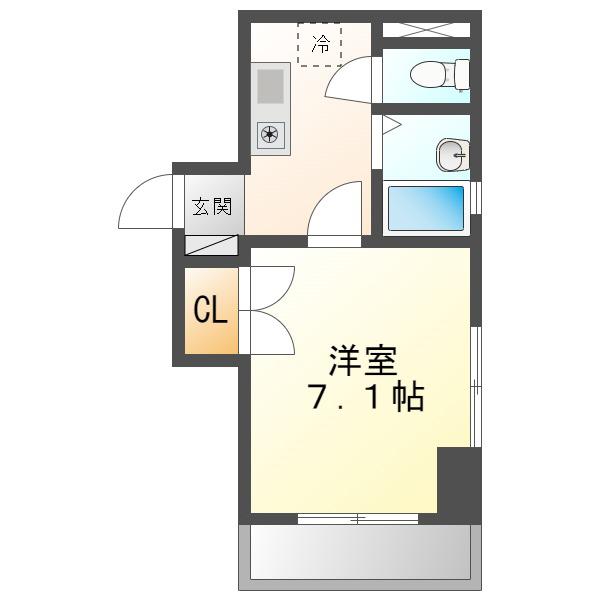 アベニール那古野(1K/4階)の間取り写真