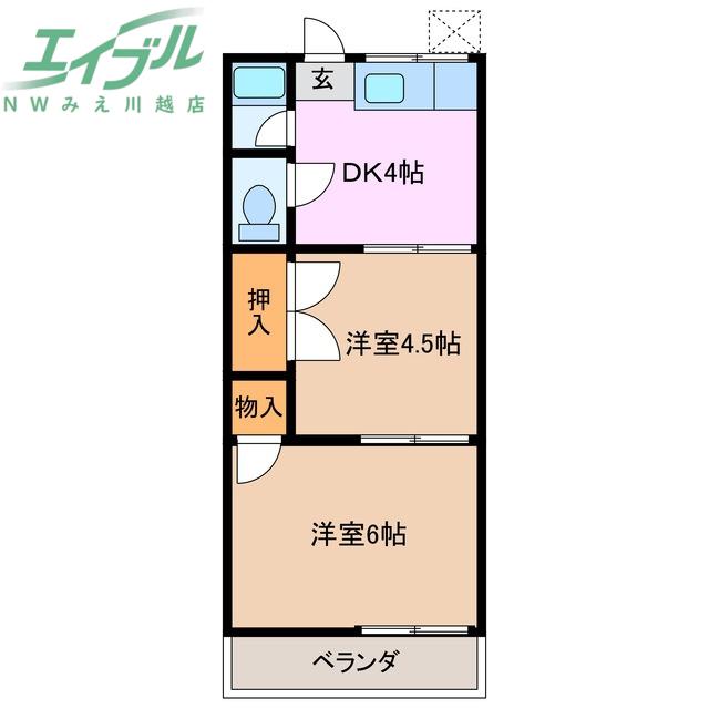 ハイツモリ(2K/2階)の間取り写真