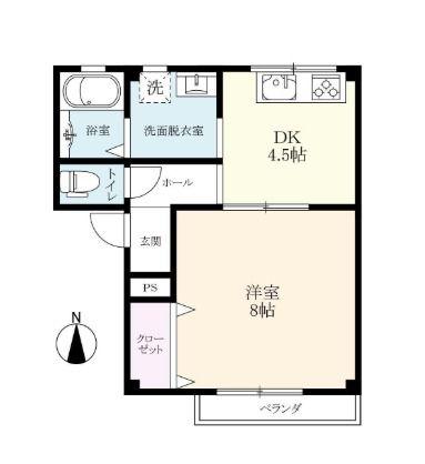 フロンティアL立川(1DK/3階)の間取り写真