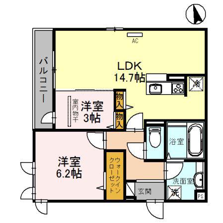 グランコート(2LDK/3階)の間取り写真
