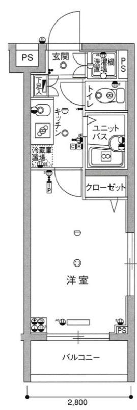 スカイコート練馬平和台(1K/4階)の間取り写真