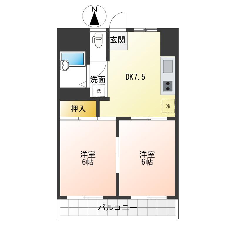 田代マンション(2DK/3階)の間取り写真