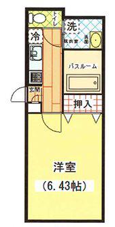 ラピス武蔵小金井(1K/2階)の間取り写真