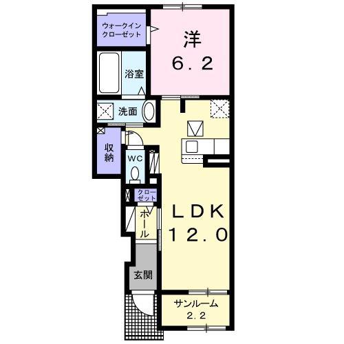 セングヤング A(1LDK/1階)の間取り写真