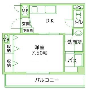 BLOOMING HORIKIRI(1DK/7階)の間取り写真
