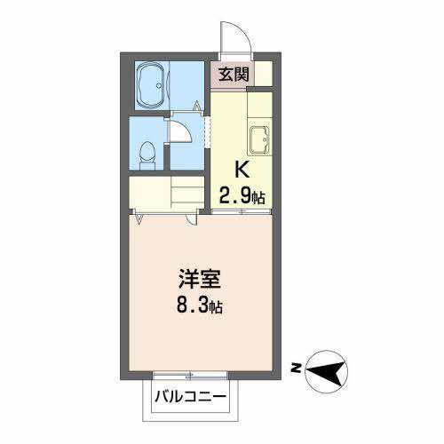 プリマヴェーラ(1K/2階)の間取り写真