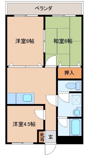文化マンション(3DK/1階)の間取り写真