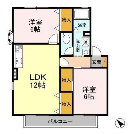 パレドソレイユ・エトワール(2LDK/2階)の間取り写真