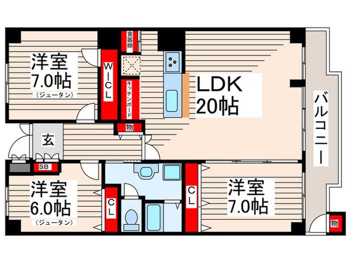 清新プラザ3号棟(3LDK/5階)の間取り写真