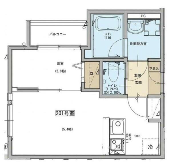 ケイアイ レジデンス 北野(1LDK/2階)の間取り写真