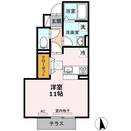 サニービレッジI(ワンルーム/1階)の間取り写真