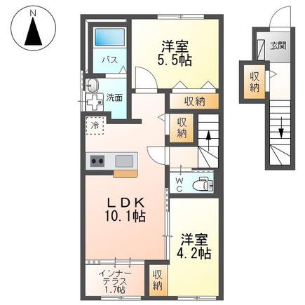 ウエストガーデン(2LDK/2階)の間取り写真