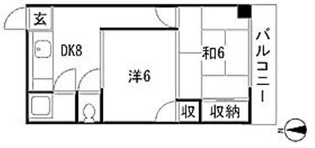 広沢共同ビル(2DK/4階)の間取り写真