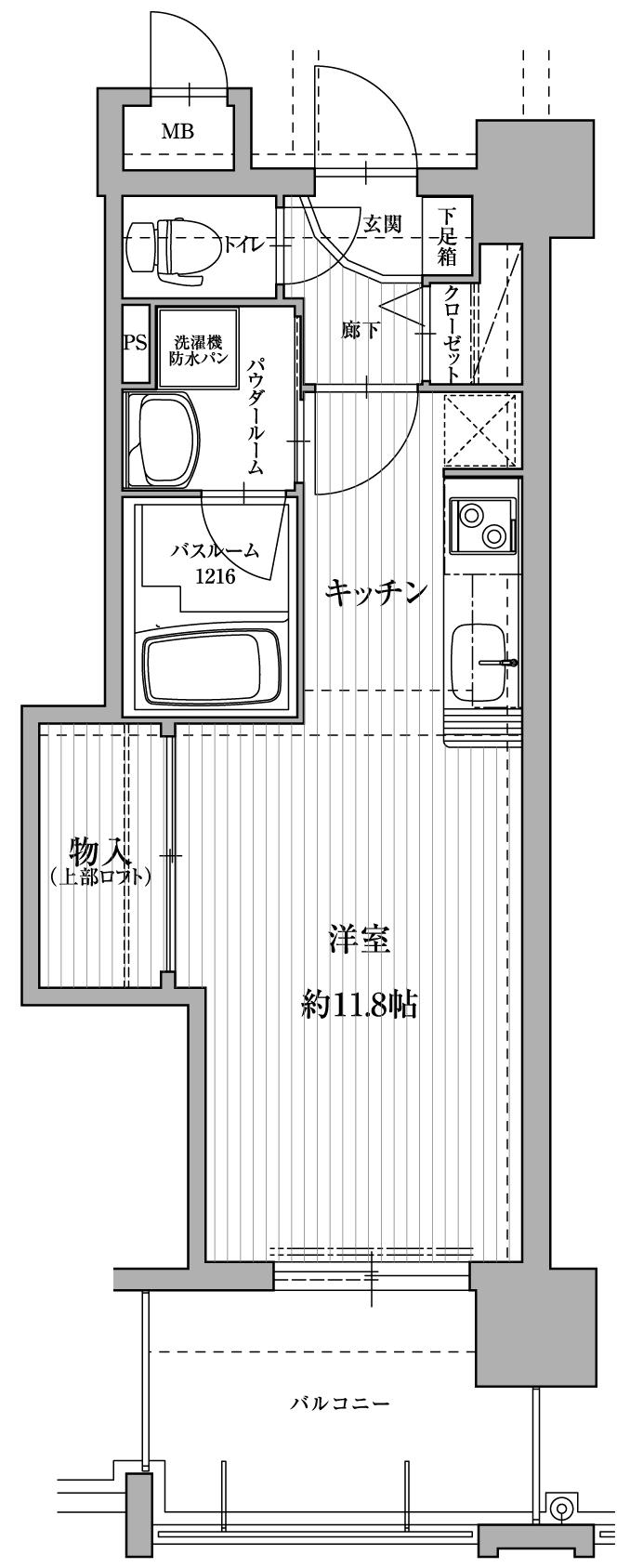アクタス天神セントラルタワーII(ワンルーム/3階)の間取り写真