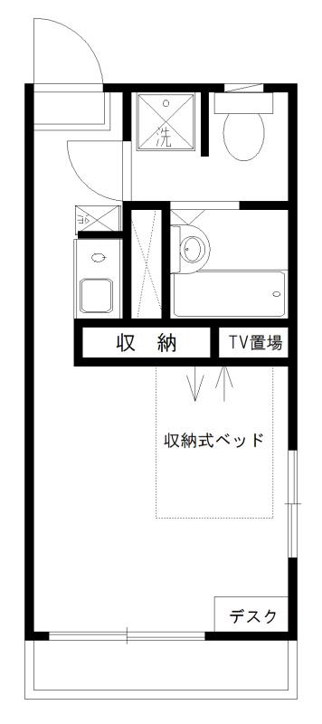 オリオンII(1K/1階)の間取り写真
