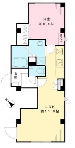  ラシーネ・テラス文京千駄木(1LDK/1階)の間取り写真