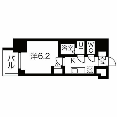 メイクスWアート浅間町(1K/2階)の間取り写真