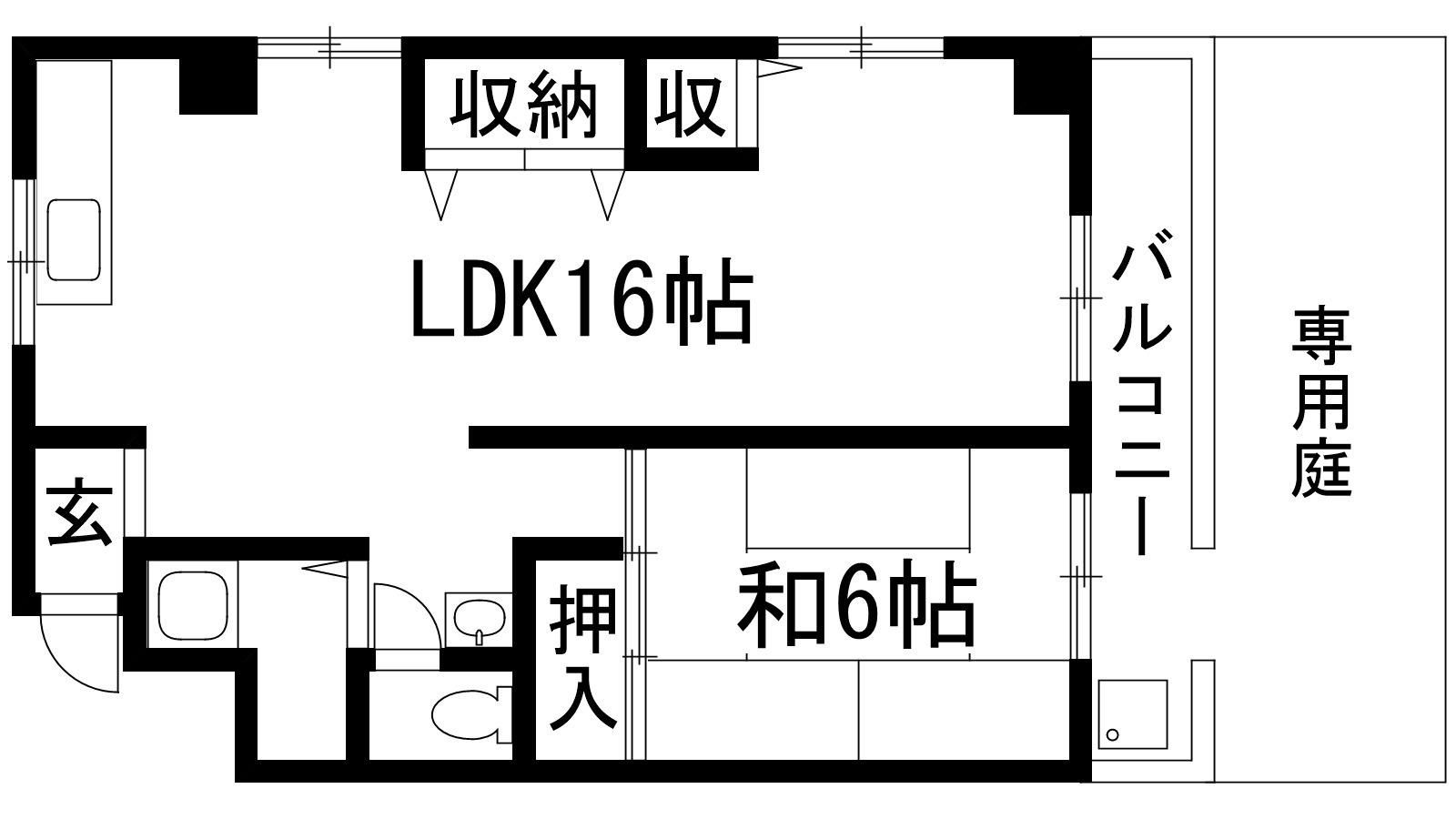 スカイハイツ(1LDK/1階)の間取り写真