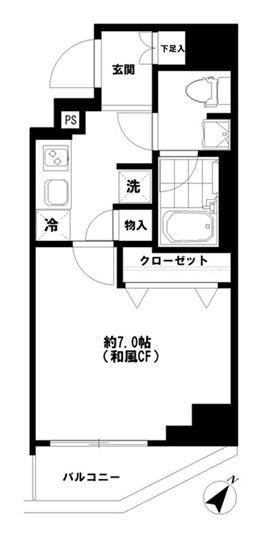 悠OSHIAGE(1K/3階)の間取り写真