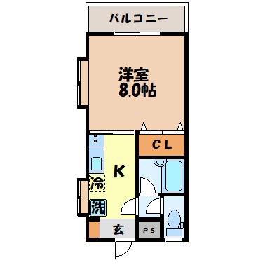 レトワール梁川(1K/3階)の間取り写真