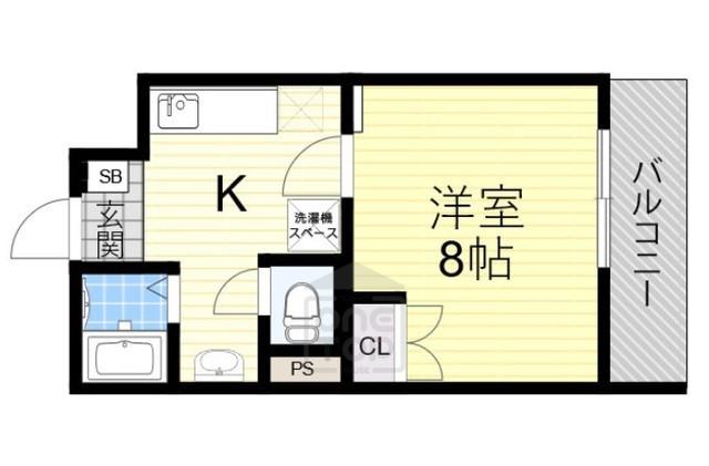 シャンヴェルジェ豊中3(1K/2階)の間取り写真