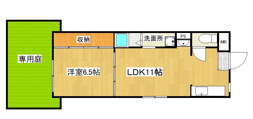メゾンココカラ(1LDK/1階)の間取り写真