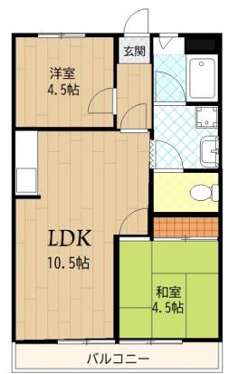 レーヴTAKEDAひばりヶ丘 106(2LDK/1階)の間取り写真