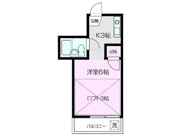 レジデンス北野(1K/2階)の間取り写真