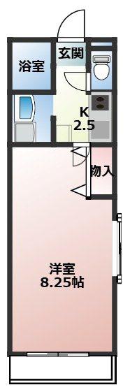 シャモニー(1K/2階)の間取り写真
