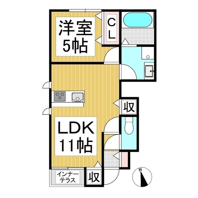 カーサパトリア D棟(1LDK/1階)の間取り写真