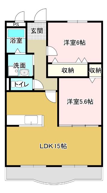 ハートフルタウン・壱番館(2LDK/3階)の間取り写真
