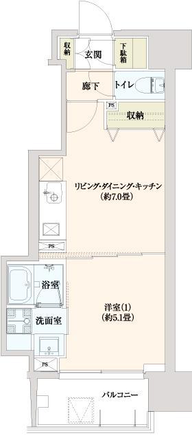 FLATS TAHICO(1DK/12階)の間取り写真