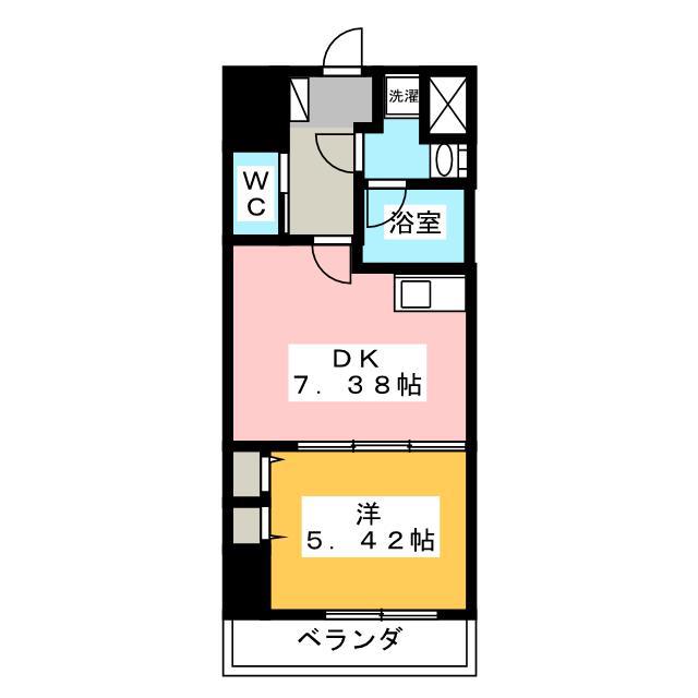 TRIBUTE尾張町(1DK/8階)の間取り写真