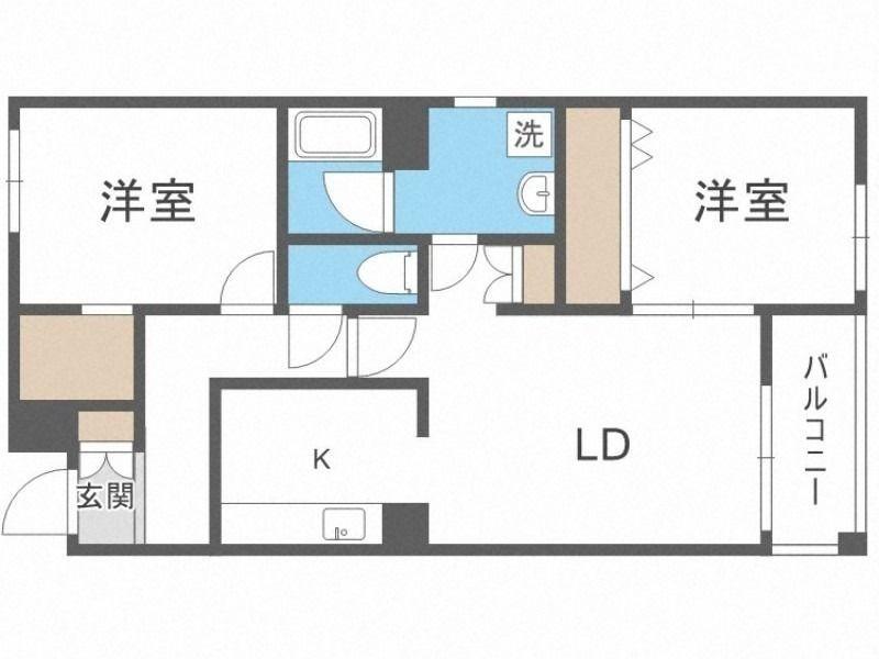 LAPEACE菊水(2LDK/1階)の間取り写真