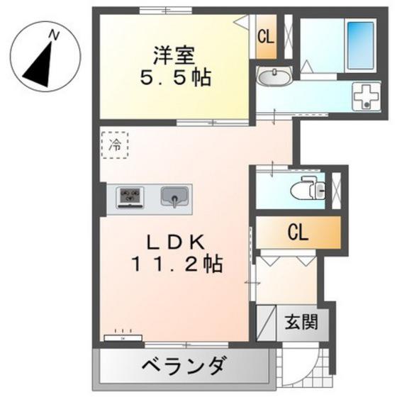 サンパレス(1LDK/1階)の間取り写真