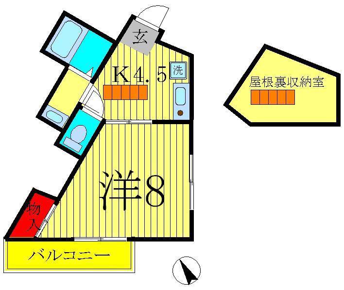 パレスヒルシンボリーII(1K/3階)の間取り写真