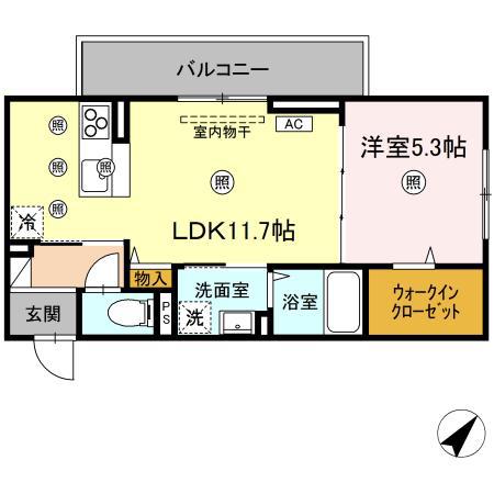 AMレジデンス出雲(1LDK/2階)の間取り写真