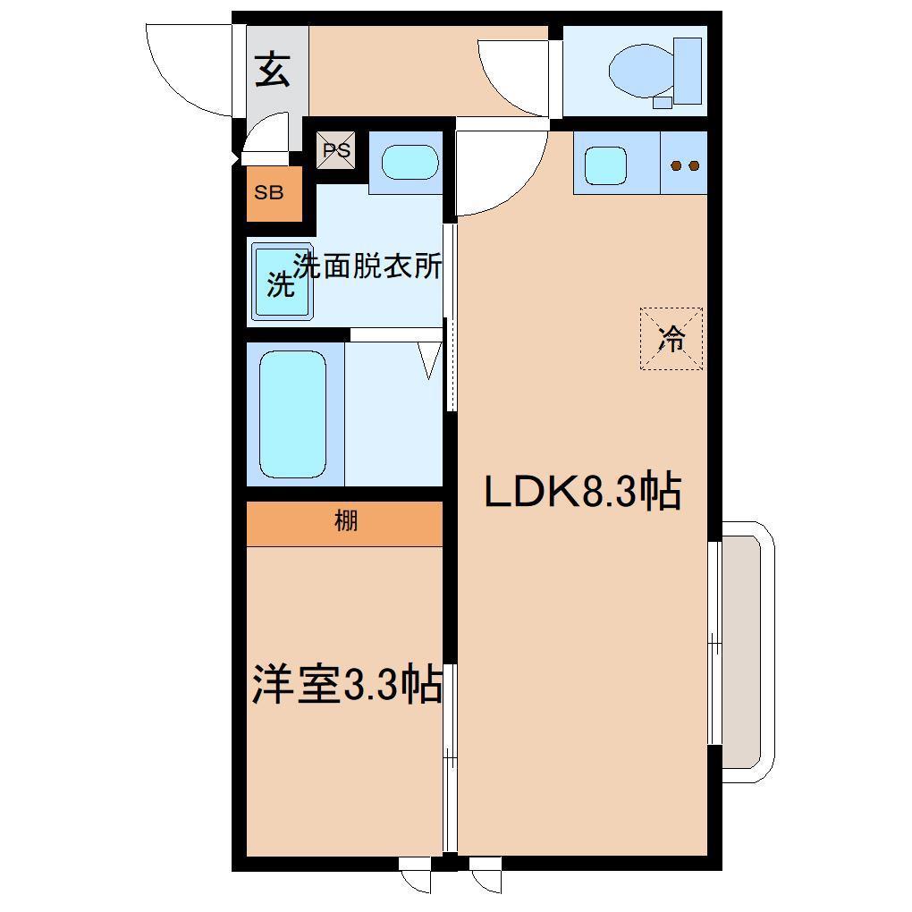 G-SQUARE出花(1LDK/1階)の間取り写真