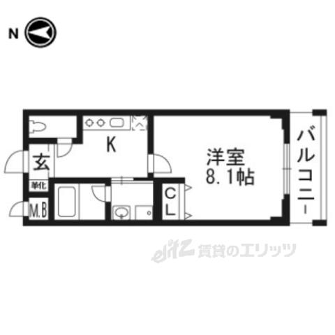 ベラジオ京都西院ウエストシティ(1K/5階)の間取り写真