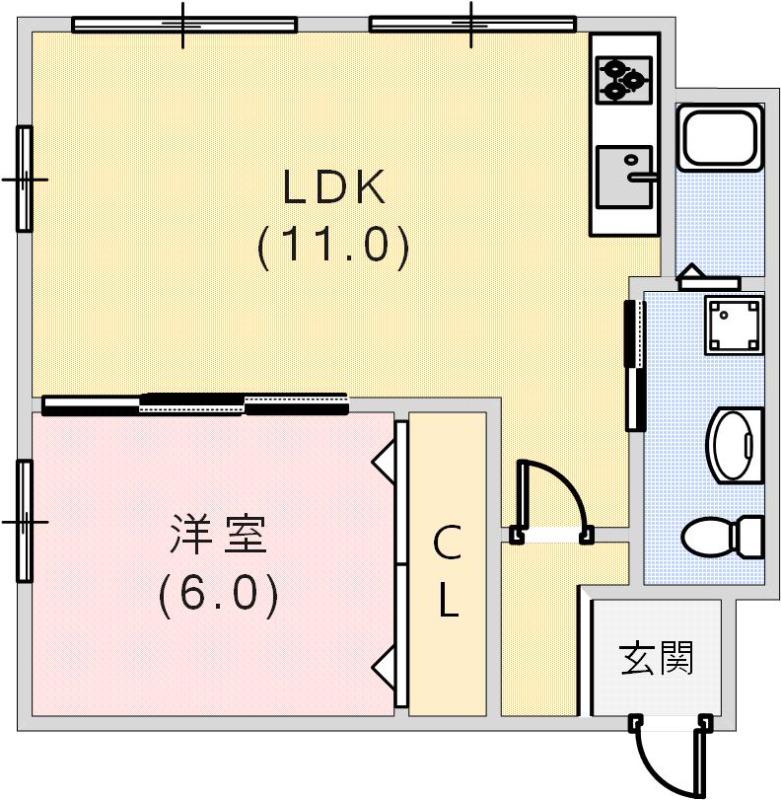 メゾン美和(1LDK/4階)の間取り写真