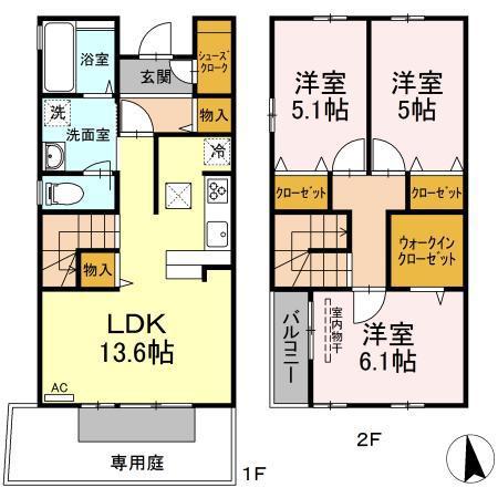 JADE(3LDK/1階)の間取り写真
