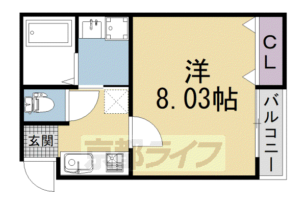 西京極マンション(1K/4階)の間取り写真