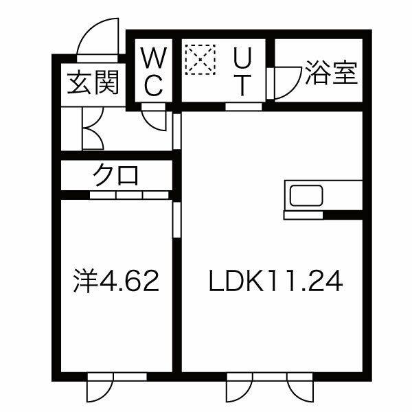FLAT N(1LDK/1階)の間取り写真