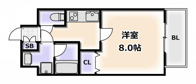 フォレスト難波(1K/8階)の間取り写真