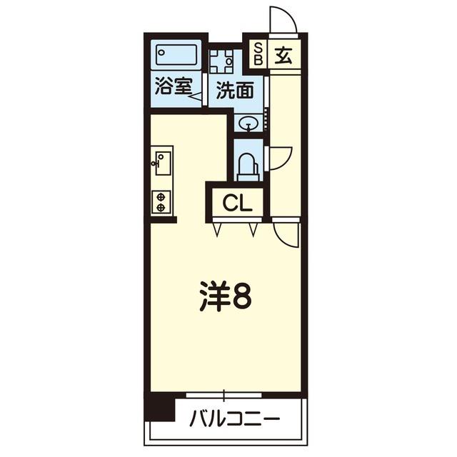 ドノーレ銀座通(1K/2階)の間取り写真