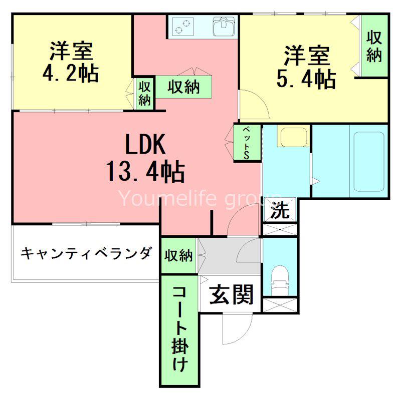 NOBLESSE(2LDK/2階)の間取り写真